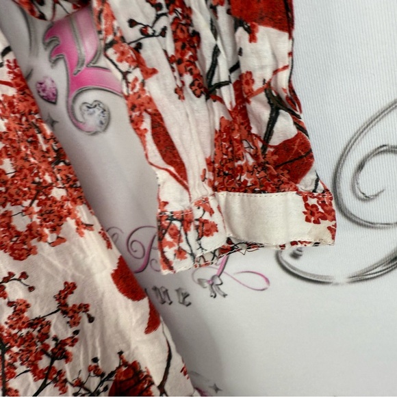 Northern Reflections button up collared flowers Red and White Floral Blouse - Picture 5 of 13